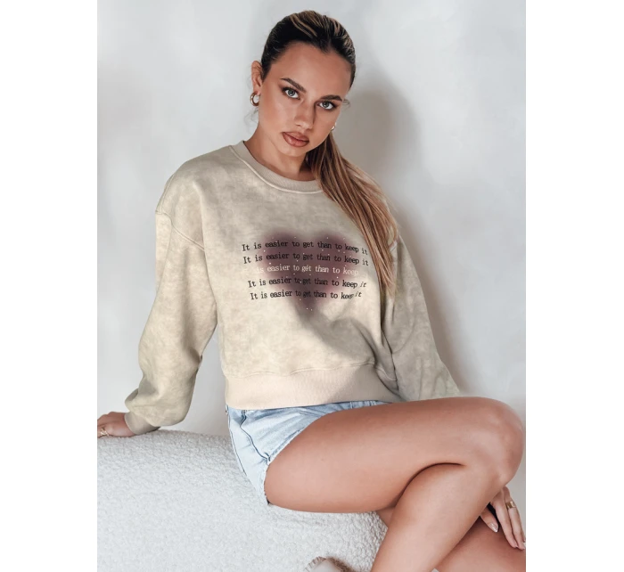 Dámska nadrozmerná mikina so srdcom DESSER béžová FashionStreet BY1465 Dámska nadrozmerná mikina so srdcom DESSER béžová FashionStreet BY1465