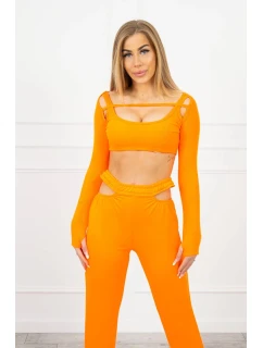 Súprava s blúzkou hore oranžová neónová