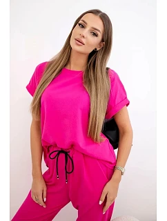 Súprava bavlnená blúzka + nohavice ružová