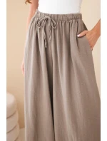 Dámske široké bavlnené nohavice s elastickým pásom fango