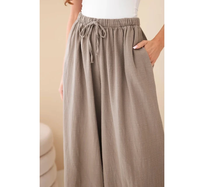 Dámske široké bavlnené nohavice s elastickým pásom fango