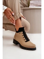 Niskie Botki Damskie Ocieplane Z Eko Skóry Beżowe Erisabelle Niskie Botki Damskie Ocieplane Z Eko Skóry Beżowe Erisabelle