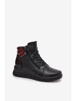 Skórzane Botki Damskie Na Koturnie Ocieplane Vinceza 39963 Czarne