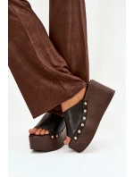 Dámské pantofle na platformě s cvočky černé Mareline