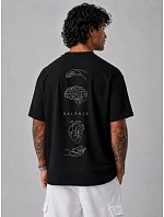 Pánske bavlnené tričko nadrozmernej veľkosti s čiernou potlačou FashionStreet NX4016R