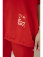 Oversize bavlněný komplet teplákové + kalhoty červený Oversize bavlněný komplet teplákové + kalhoty červený