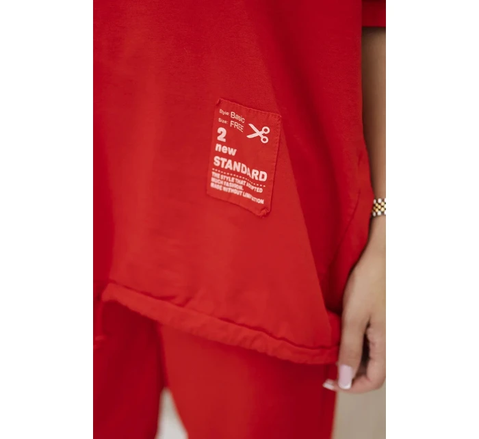 Oversize bavlněný komplet teplákové + kalhoty červený Oversize bavlněný komplet teplákové + kalhoty červený