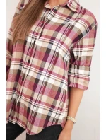 Dámská bavlněná košile s delším zadním dílem kostkovaná model 21379166 - K-Fashion