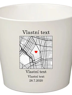 Personalizovaný keramický kvetináč s mapou – veľký
