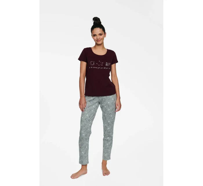 Dámske pyžamo Horoscope 40115-93X Bordeaux / Grey - Henderson Ladies