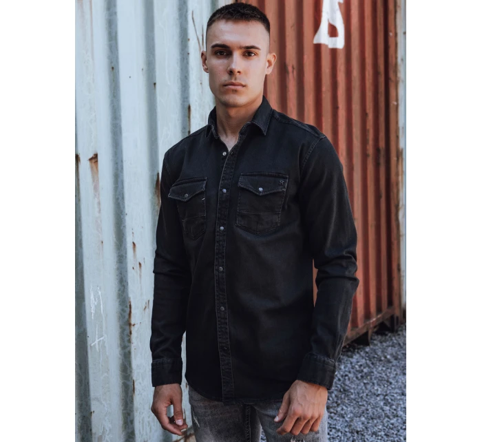 Pánská džínová košile černá Dstreet model 21978423 - FashionStreet