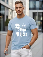 Tshirt męski klasyczny z nadrukiem bawełniany błękitny model 22217927 - FashionStreet