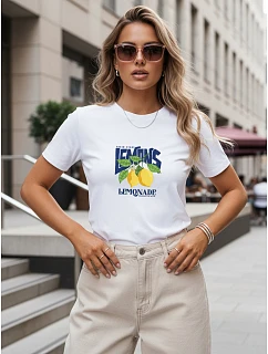 Dámske tričko s potlačou citróna, bavlnené, biele, FashionStreet NX8033RY