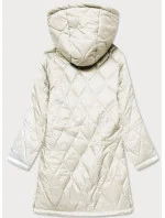 Dámská prošívaná oversize bunda v ecru barvě s kapucí model 20471213 - Ann Gissy