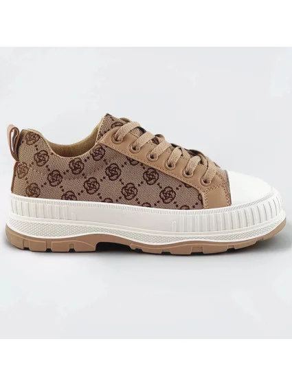 Tmavo béžové tenisky trampky s vyššou podrážkou (S067)