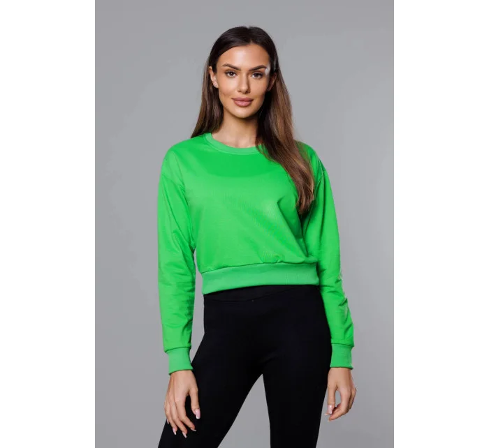 Tenká krátká zelená dámská tepláková mikina model 18378938 - J.STYLE Tenká krátká zelená dámská tepláková mikina model 18378938 - J.STYLE