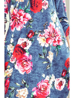 Dámske oversize šaty Numoco SOPHIE - džínsové s kvetmi
