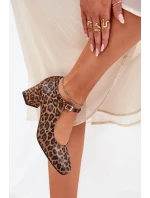 Dámske kožené lodičky na podpätku s leopardím vzorom Laura Messi - hnedé Dámske kožené lodičky na podpätku s leopardím vzorom Laura Messi - hnedé