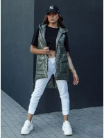 Dámská prošívaná dlouhá vesta s kapucí zelená Dstreet model 21979266 - FashionStreet