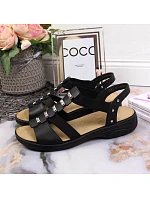 Čierne kožené sandále Rieker W 64580 dámske