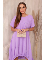 Nadrozmerné šaty s vreckami svetlo fialové