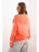 Dámsky asymetrický viskózový netopierí sveter lososový Dámsky asymetrický viskózový netopierí sveter lososový