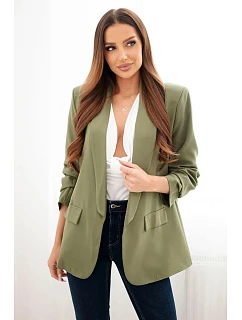 Elegantné sako s klopami svetlej khaki farby