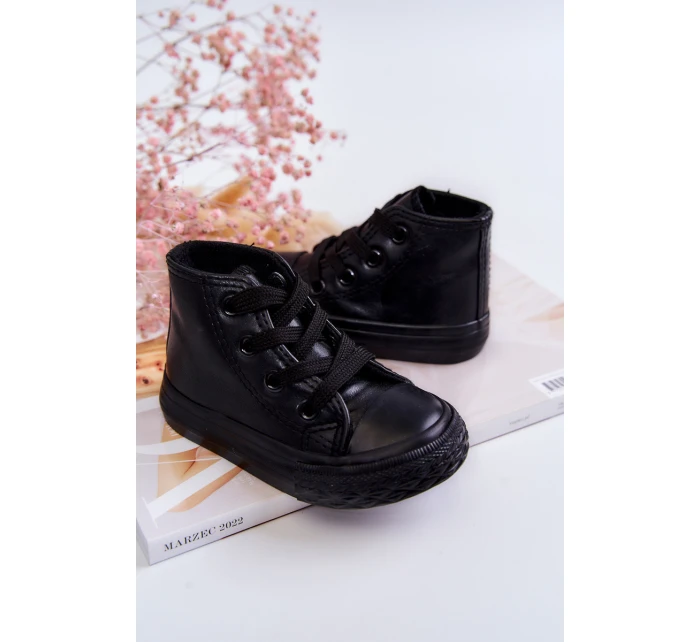Dětské kožené vysoké tenisky Černá model 21578928 - Boto Dětské kožené vysoké tenisky Černá model 21578928 - Boto