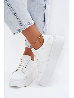 Kožené dámské tenisky na platformě model 22133972 bílé - Zazoo