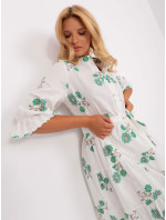 Bielo-zelené bavlnené šaty s volánom