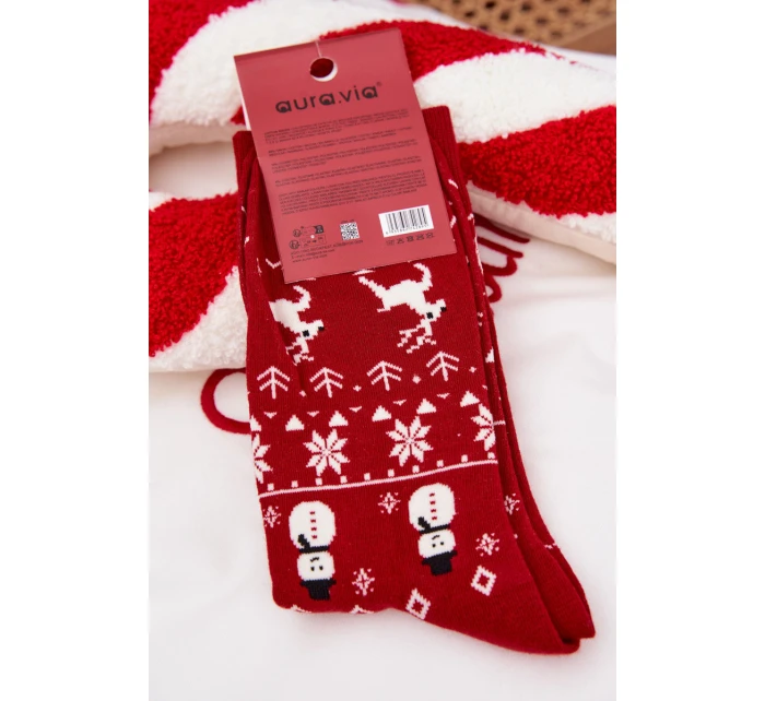 Pánske vianočné ponožky s medvedíkom vo svetri - červené Pánske vianočné ponožky s medvedíkom vo svetri - červené