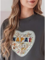 Dámská oversize mikina se srdcem graphite Dstreet model 21988121 - FashionStreet Dámská oversize mikina se srdcem graphite Dstreet model 21988121 - FashionStreet