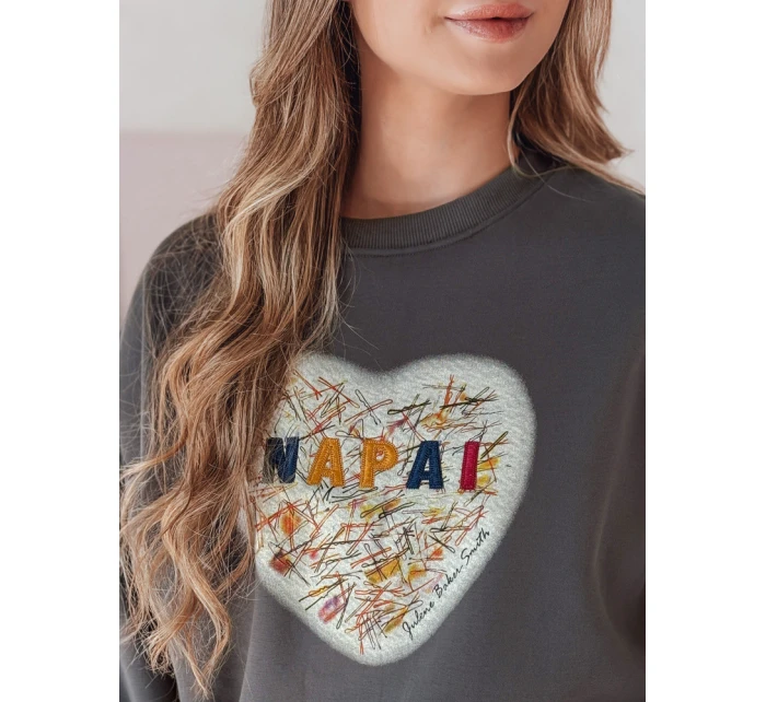 Dámská oversize mikina se srdcem graphite Dstreet model 21988121 - FashionStreet Dámská oversize mikina se srdcem graphite Dstreet model 21988121 - FashionStreet