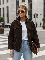 FashionStreet dámska semišová bunda bomber v čokoládovej farbe TY5577