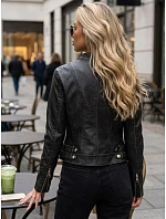 Dámská přechodová bunda z ekokůže, černá, FashionStreet TY5724 Dámská přechodová bunda z ekokůže, černá, FashionStreet TY5724