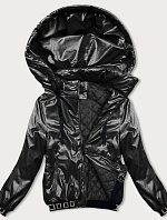 Krátka bunda s ozdobným rebrovaním čierna (16M9087-392)