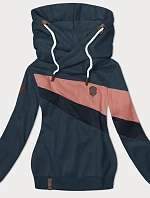 Dámska mikina s kapucňou šedá a modrá (2301)