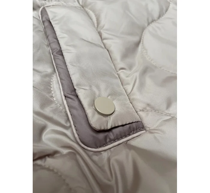 Svetlo béžová krátka dámska vesta s odnímateľnou kapucňou BH Forever (BH-2414BIG)