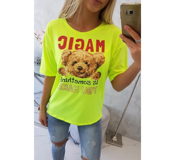 Blúzka s potlačou Magic yellow neon