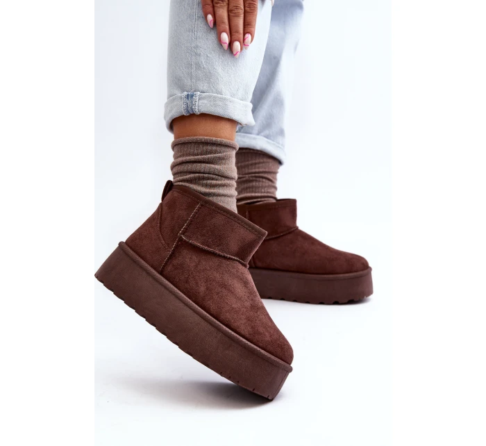 Sametové sněhule na platformě hnědé model 21646672 - Boto Sametové sněhule na platformě hnědé model 21646672 - Boto