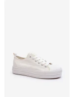 Trampki Damskie Materiałowe Białe Staneva