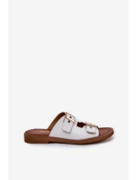 Kožené Ploché Sandály S Přezkami Bílé model 21686308 - Zazoo