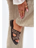 Kožené Ploché Pantofle S Vzorem  Černé model 21697407 - Zazoo