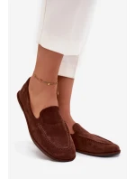 Dámské mokasíny z eko semiše rovné hnědé model 21710877 - Boto