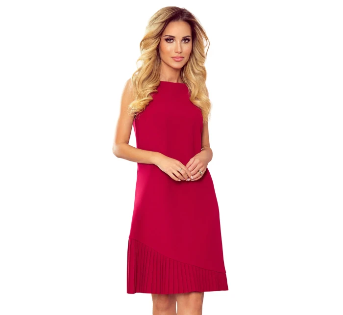 Červené dámské trapézové šaty s asymetrickým model 8489478 - numoco