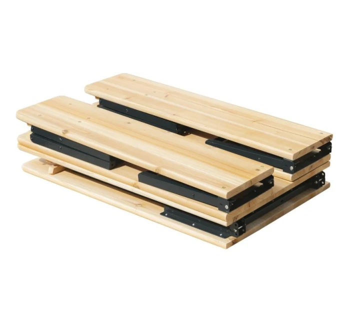 PIKNIKOVÝ BAROVÝ SET DREVENÝ STÔL A 2 LAVICE SKLADACIE