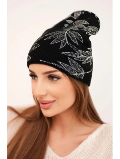 Dámska zimná vlnená čiapka s dvojitým okrajom K426 oranžová