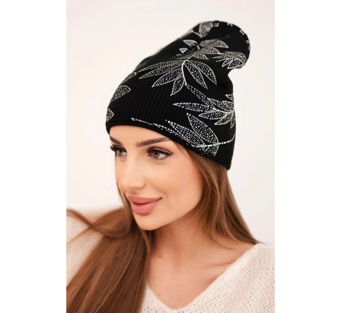 Dámska zimná vlnená čiapka s dvojitým okrajom K426 oranžová