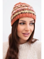 Dámska zimná čiapka s farebným vláknom a elastickou šnúrkou K352 červená