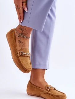 Klasyczne Zamszowe Mokasyny Z Ozdobą Camel Amera